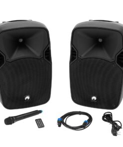 Active 2-Way Speaker Set with Wireless Microphone