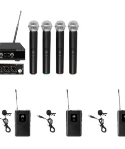 UHF-E4 Bežični mikrofonski sustav + 4x BP + 4x Lavalier mikrofon 518.7/520.9/523.1/525.3MHz